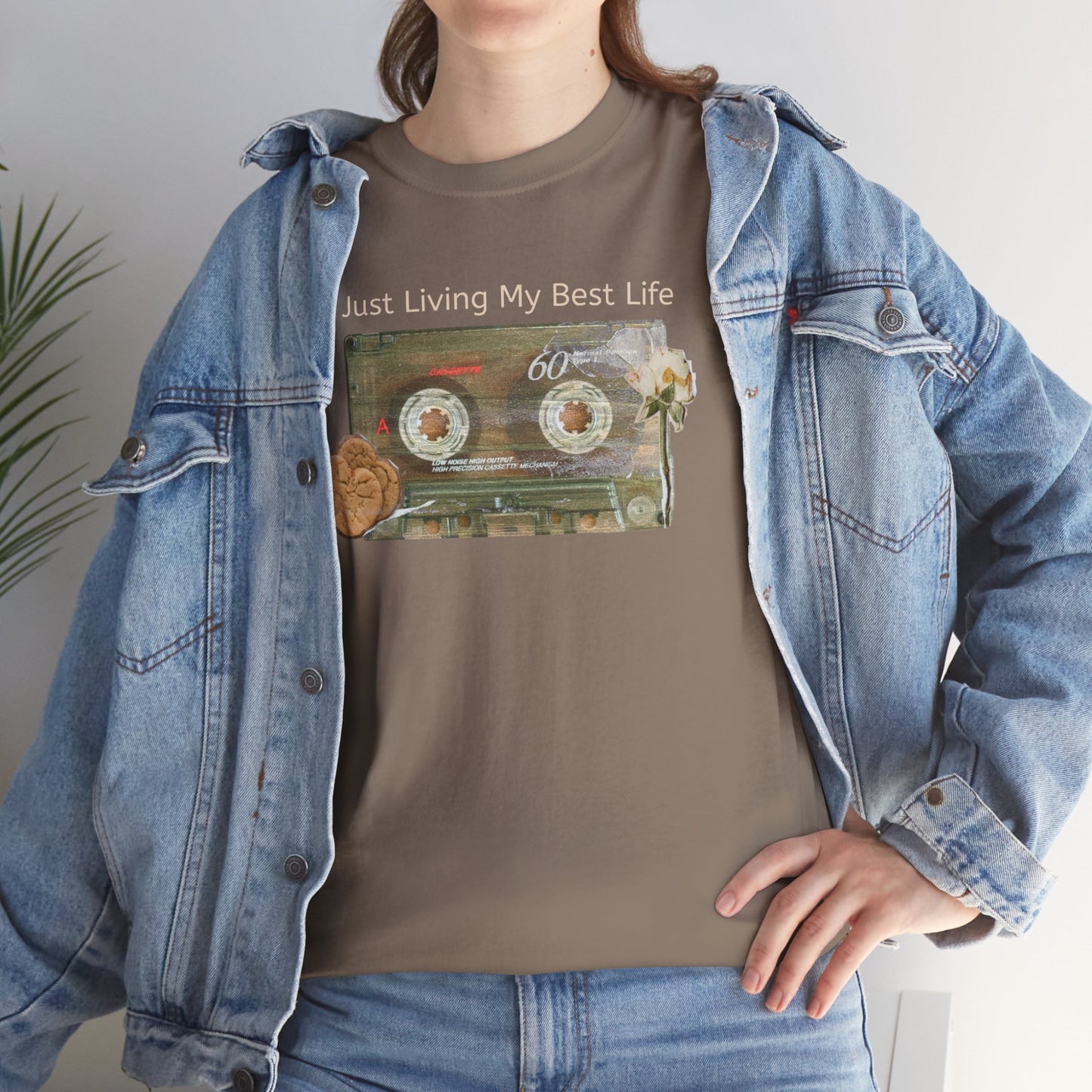 Just Living My Best Life Tee, Vintage Cassette T-Shirt, Casual Wear, Gift for Friends, Music Lover's Apparel