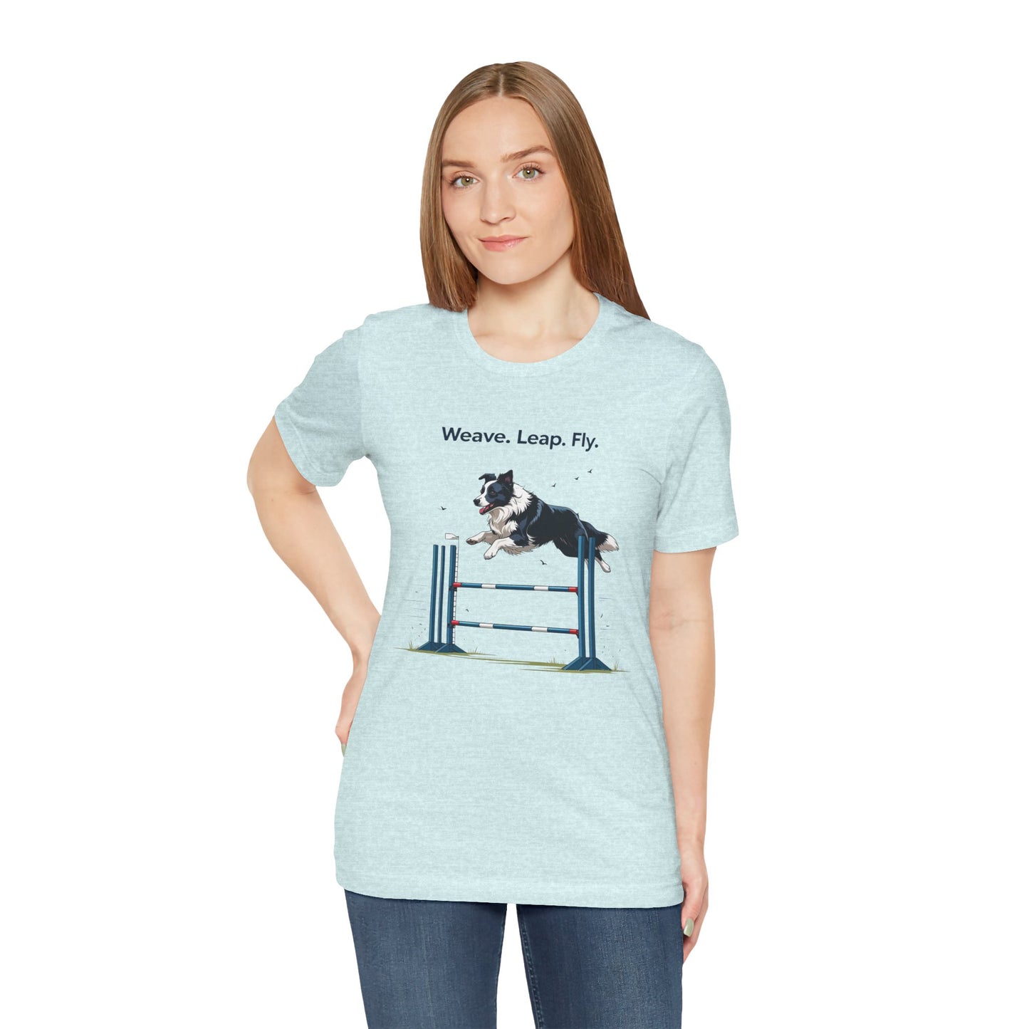 Dog Agility Spirit T-Shirt, Weave Leap Fly Tee, Gifts for Dog Lovers, Pet Enthusiasts, Animal Lovers T-Shirt, Casual Wear, Dog Show Gear