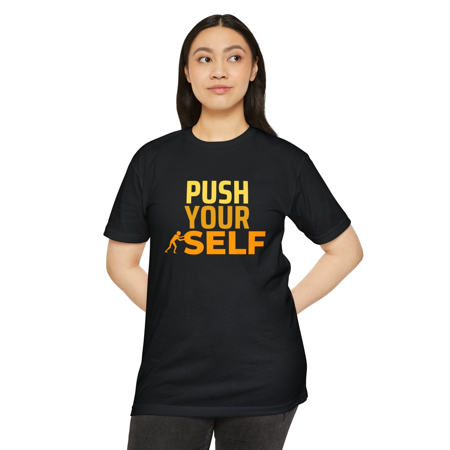 Motivational Fitness T-Shirt – "Push Your Self" - Cool Graphic Tee, Workout Shirt, Gift for Gym Lovers, Unisex Activewear, Casual Wear