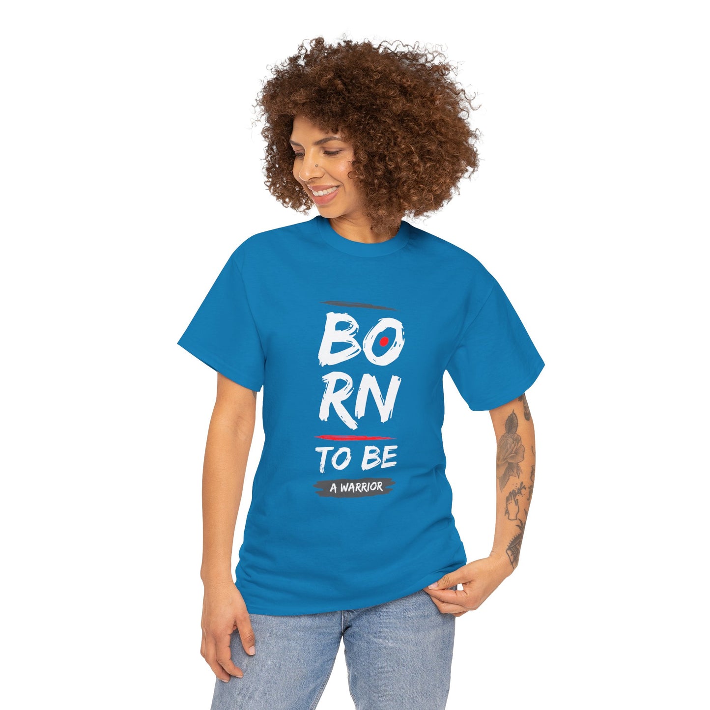Born to Be a Warrior Unisex Heavy Cotton Tee, Inspirational Shirt for Veterans, Motivational Gift, Fitness Apparel, Casual Wear