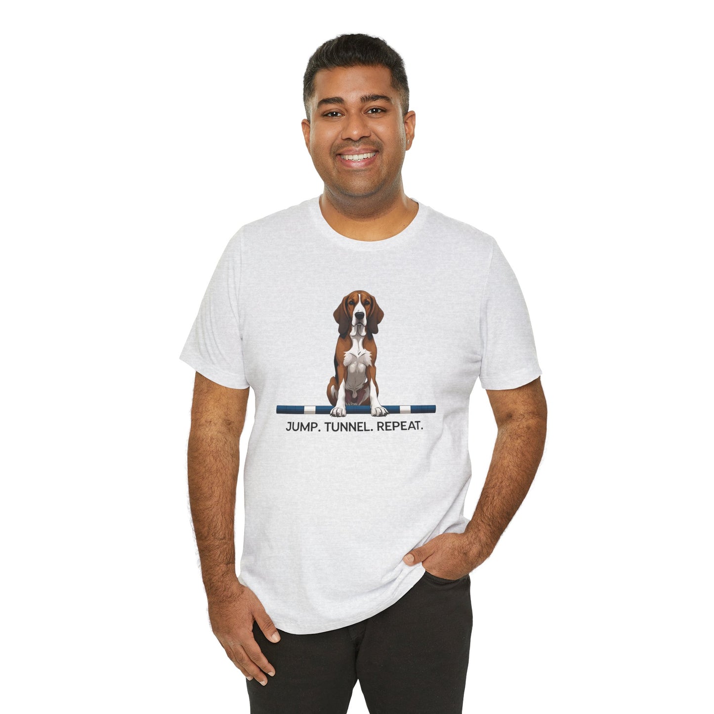 Dog Agility Tee, Fun Pet Lover Shirt, Jump Tunnel Repeat T-Shirt, Dog Enthusiast Apparel, Gift for Dog Owners