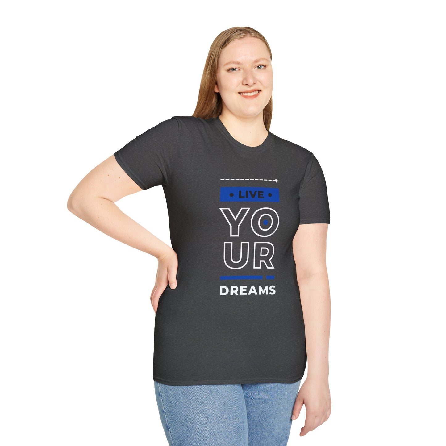Live Your Dreams Unisex Softstyle T-Shirt, Inspirational Tee, Motivational Gift, Casual Wear, Daily Reminder, Empowerment Top