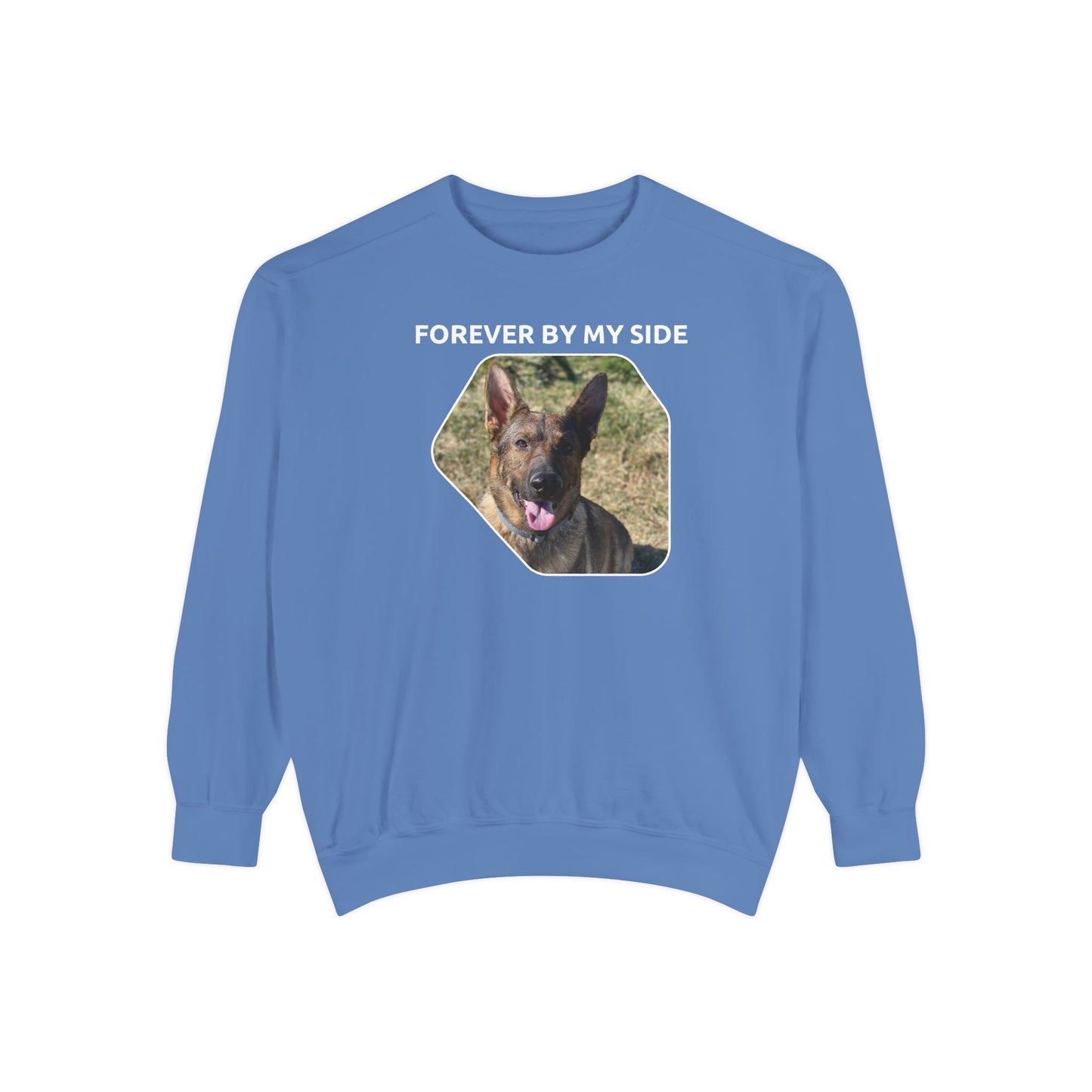 Unisex Dog Lover Sweatshirt With a Sable German Shepherd and Caption Forever By My Side