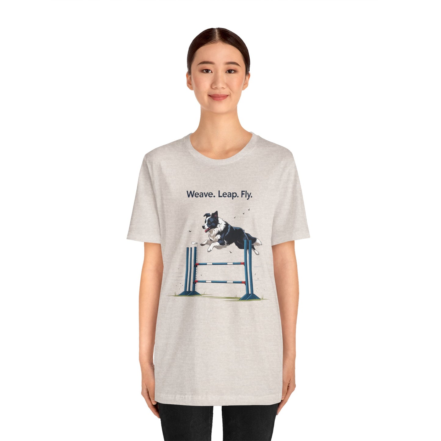 Dog Agility Spirit T-Shirt, Weave Leap Fly Tee, Gifts for Dog Lovers, Pet Enthusiasts, Animal Lovers T-Shirt, Casual Wear, Dog Show Gear