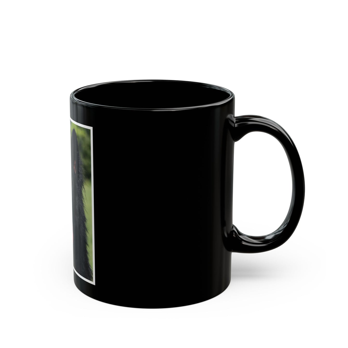 Black Dog Lover Ceramic Mug 11oz With Photo of Black German Shepherd Leaving Tongue Out