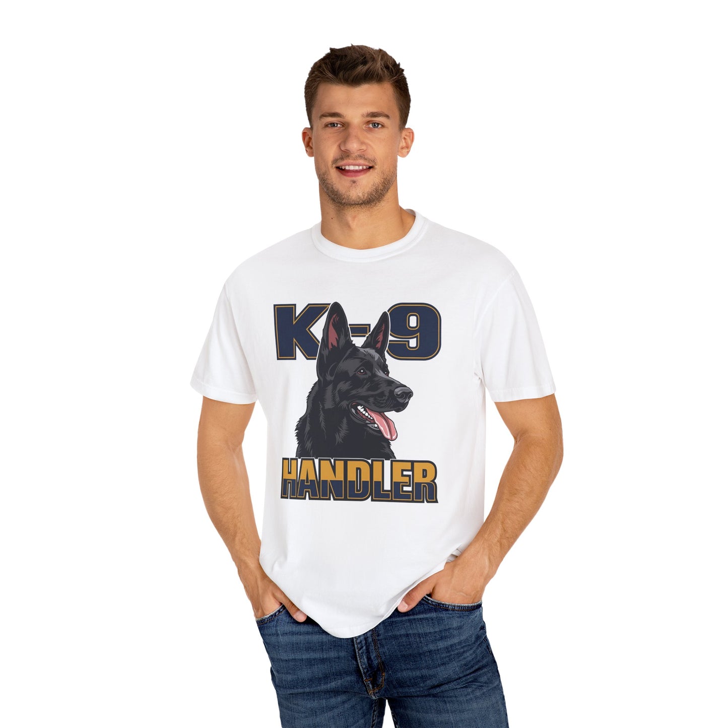 Black German Shepherd K-9 Handler T-Shirt, Garment-Dyed Unisex Tee for Dog Lovers