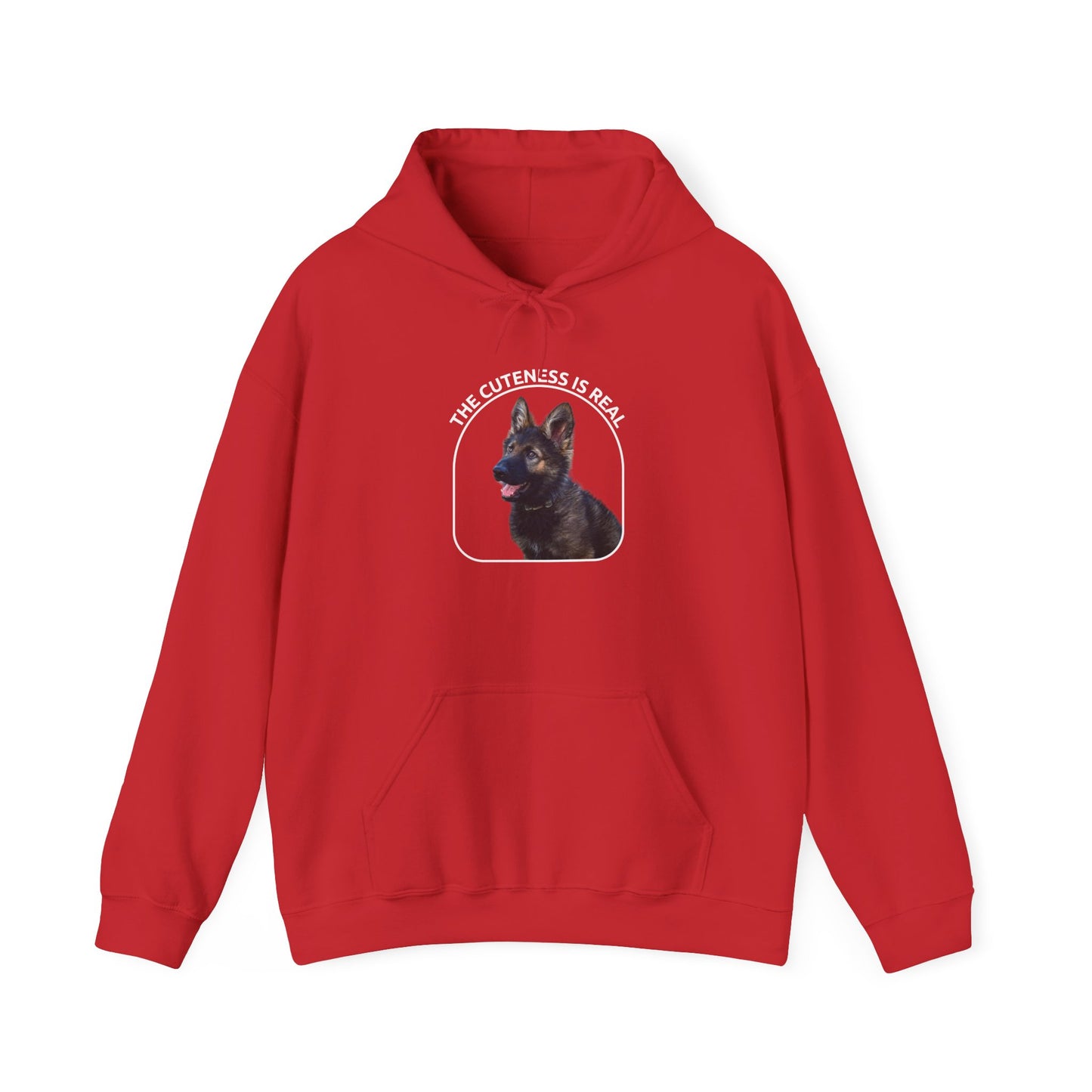 Unisex Dog Lover Hoodie With Cute German Shepherd Puppy and Caption The Cuteness Is Real