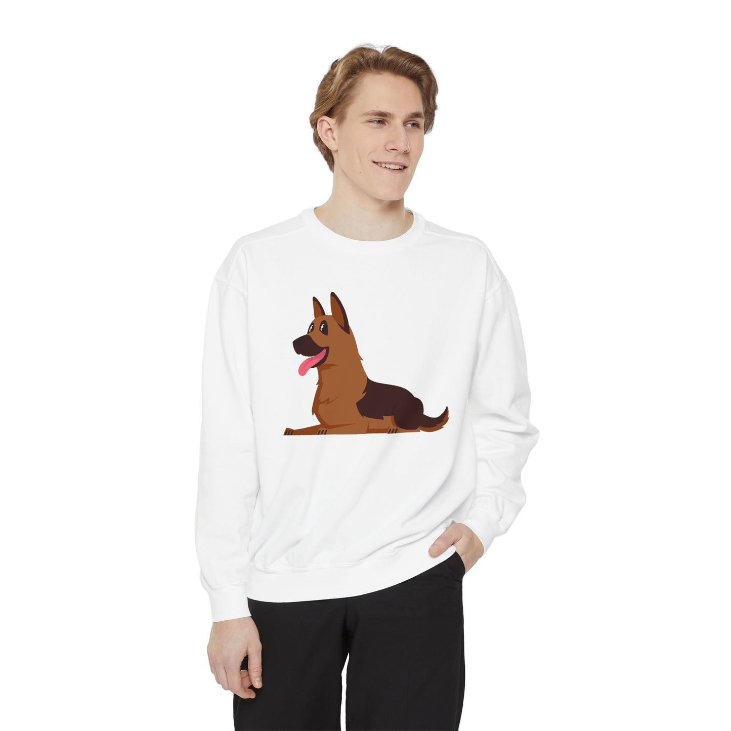 Unisex Dog Lover Hoodie With Graphic of a German Shepherd Leaving Tongue Out