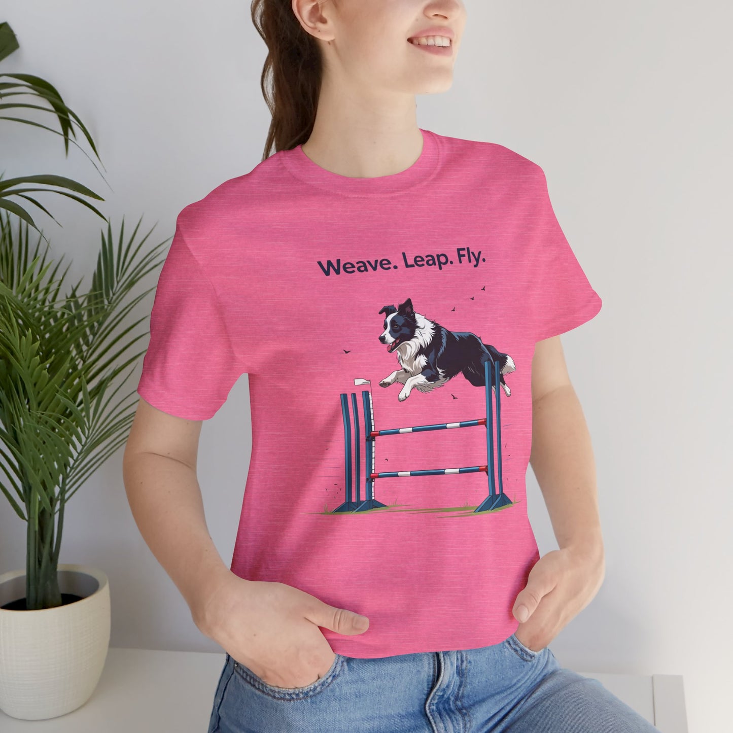 Dog Agility Spirit T-Shirt, Weave Leap Fly Tee, Gifts for Dog Lovers, Pet Enthusiasts, Animal Lovers T-Shirt, Casual Wear, Dog Show Gear