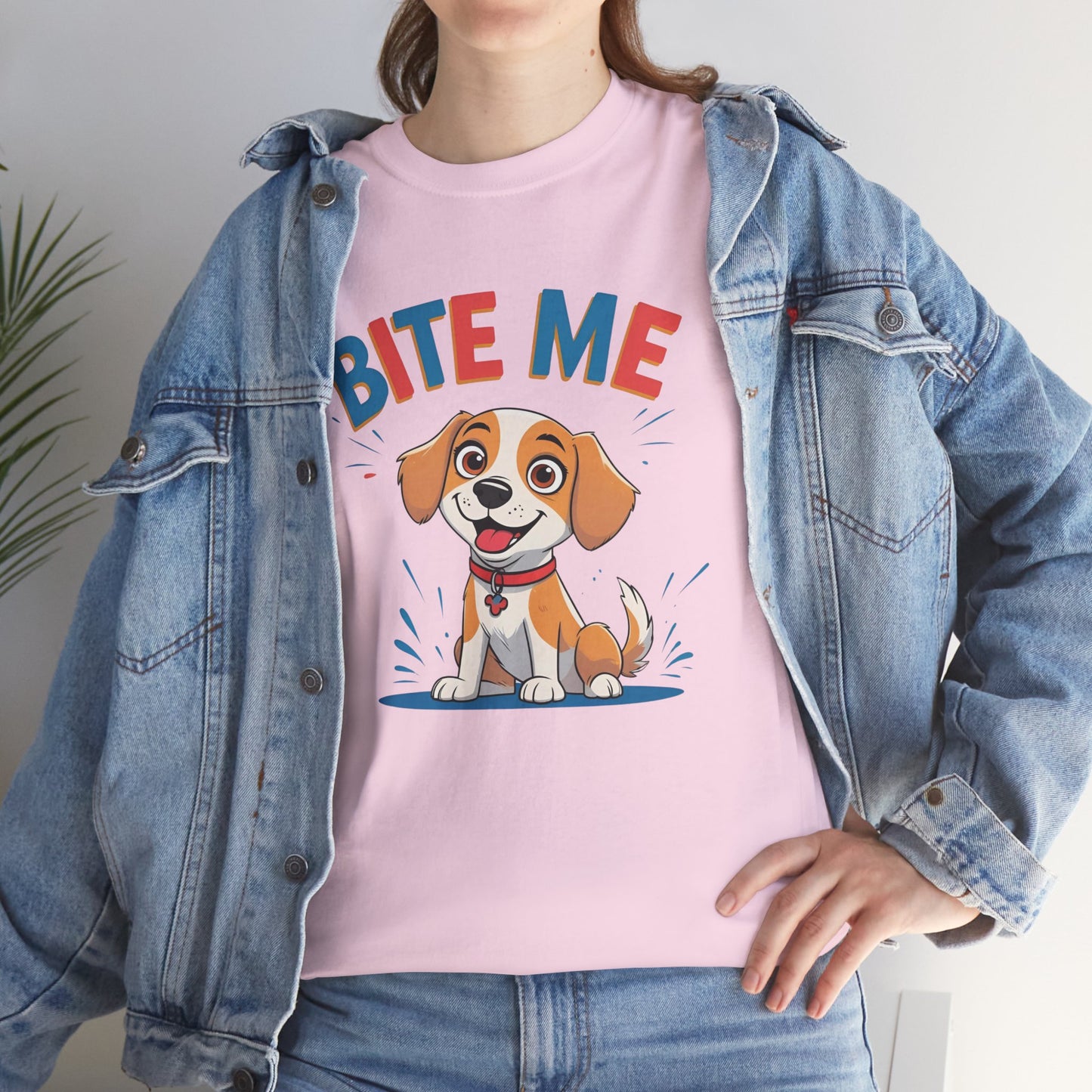 Playful Dog Lover Tee, Bite Me Unisex Cotton T-Shirt for Dog Trainers, Funny Gift for Dog Lovers, Cute Dog Apparel