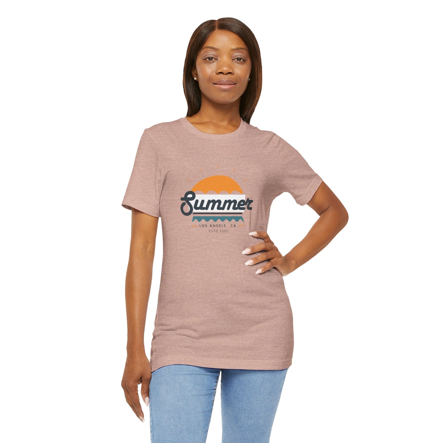 Summer Vibes Unisex Jersey Short Sleeve Tee, Beach Shirt, Casual Summer Wear, Gift for Friends, Coastal Adventure Top, LA Style Tee