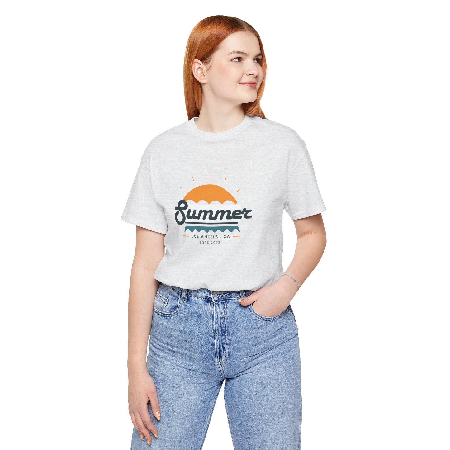 Summer Vibes Unisex Jersey Short Sleeve Tee, Beach Shirt, Casual Summer Wear, Gift for Friends, Coastal Adventure Top, LA Style Tee