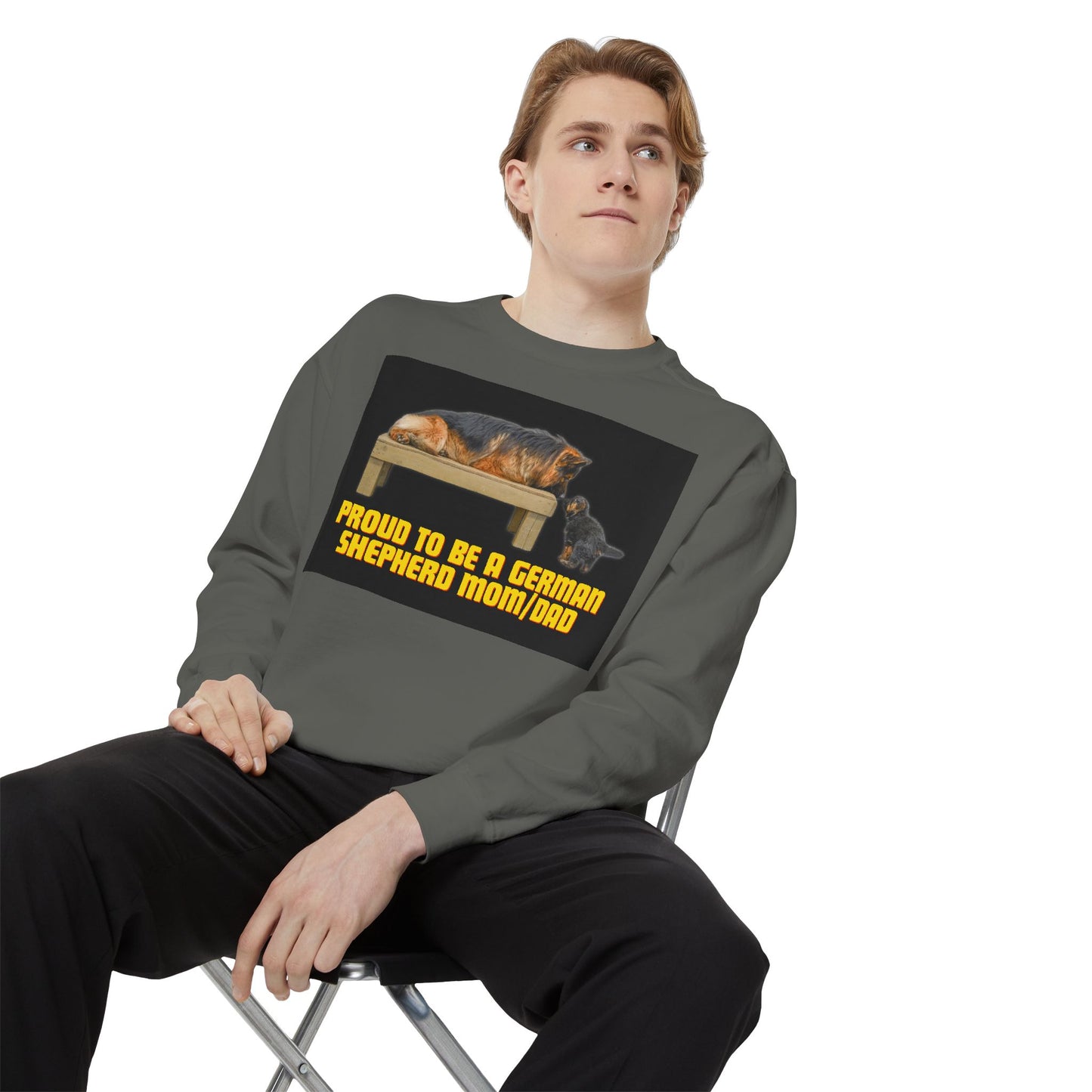 Unisex Proud German Shepherd Mom/Dad Sweatshirt - Garment-Dyed