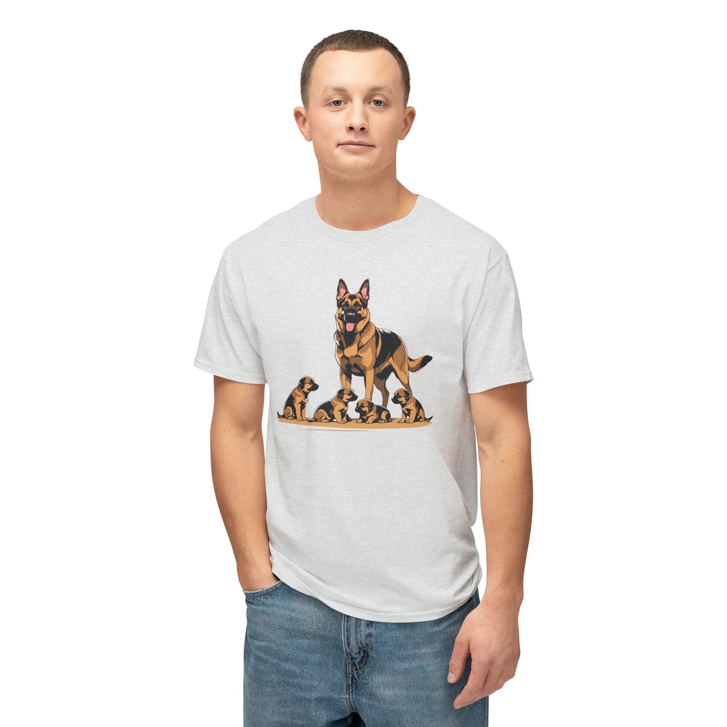 Adorable German Shepherd Family T-Shirt | Dog Lover Gift, Pet Owners Tee, Animal Lovers Apparel, Cute Canine Shirt, Father's Day Gift