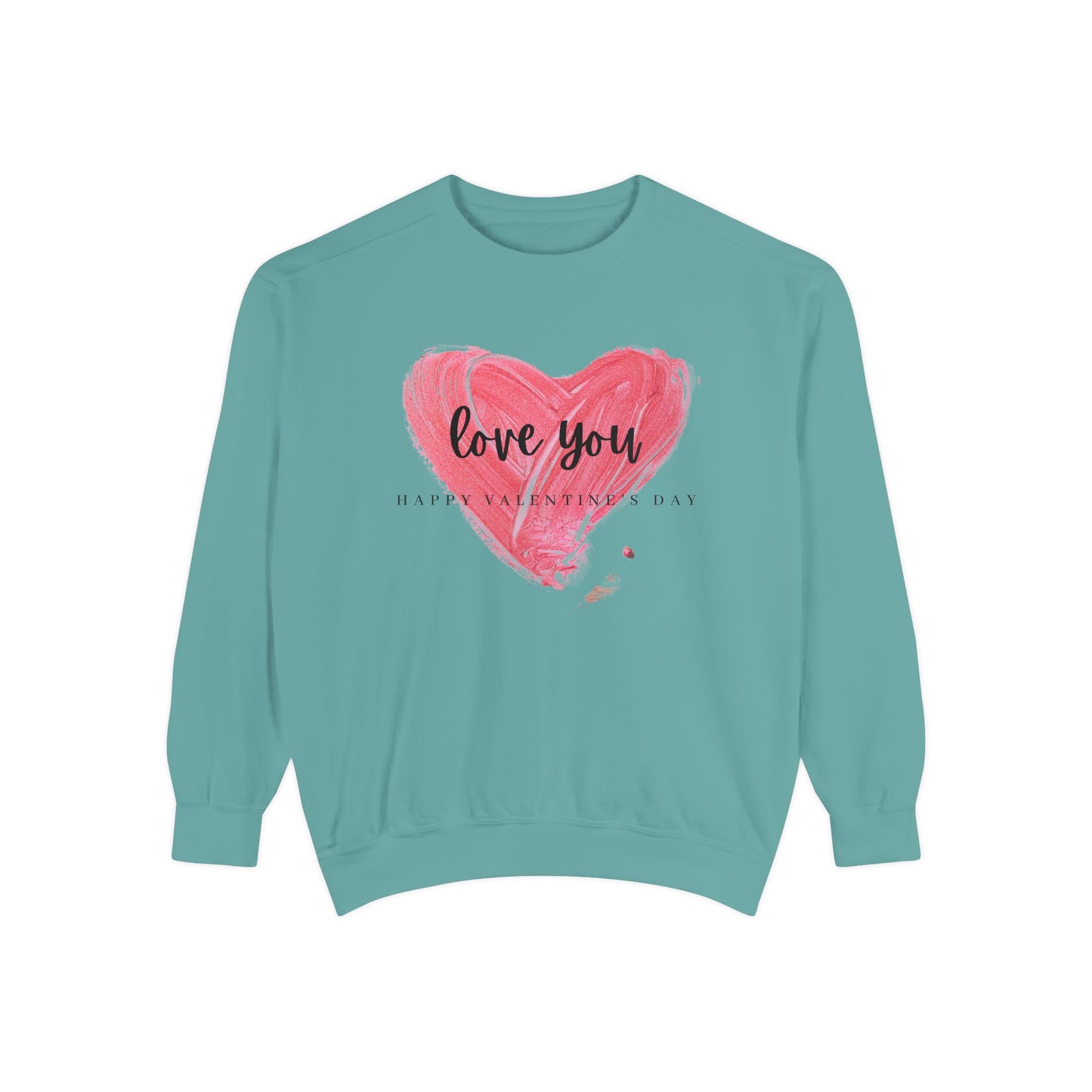 Unisex Valentine's Day Sweatshirt With Brush Art of Red Heart and Caption Love You Inside