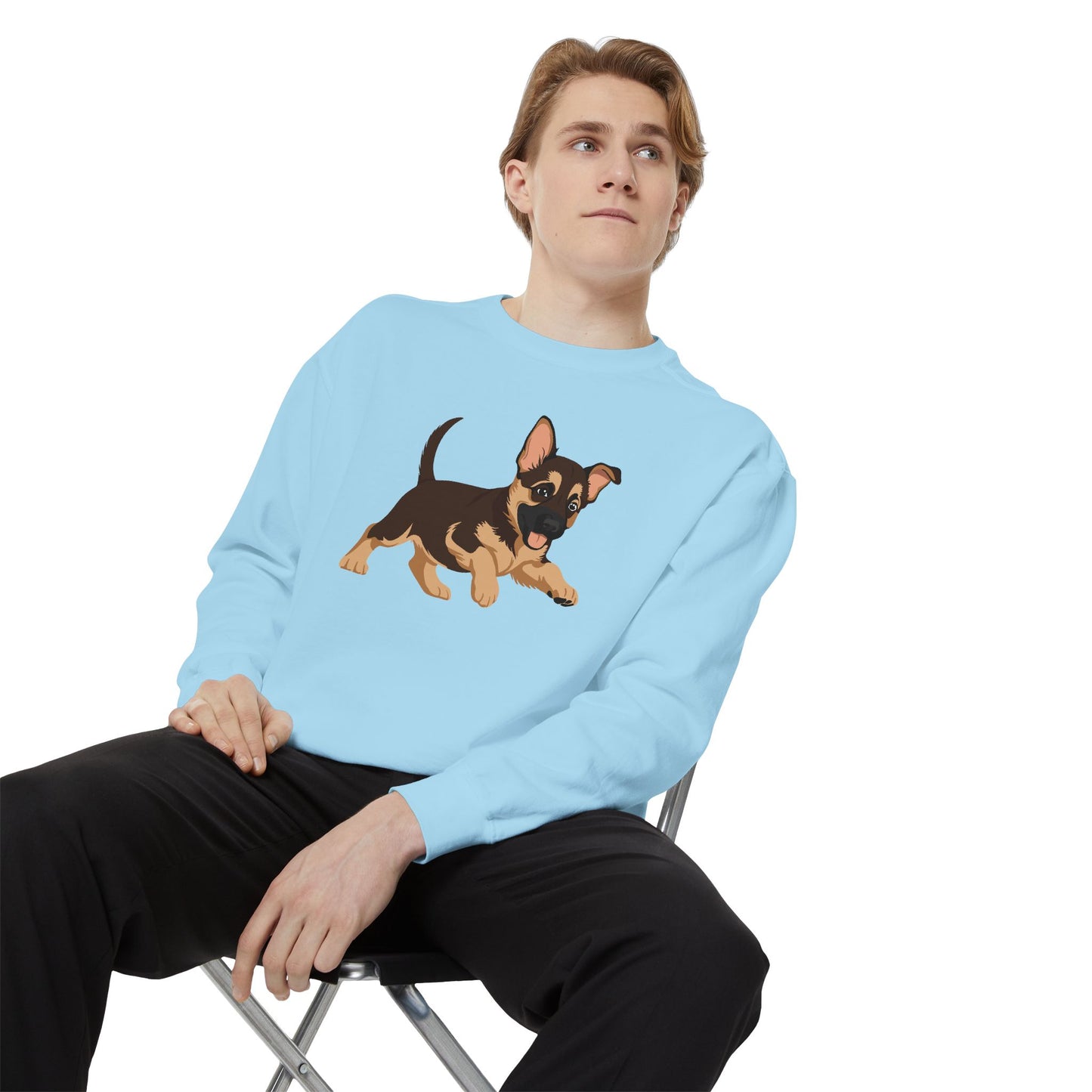 Unisex Dog Lover Sweatshirt With a Graphic of Cute Playing German Shepherd Puppy