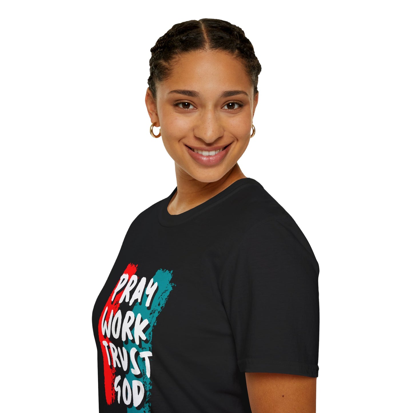 Inspiration Unisex T-Shirt - Pray, Work, Trust God, Motivational Tee, Faith-Based Apparel, Casual Wear, Gift for Believers, Christian Clothing
