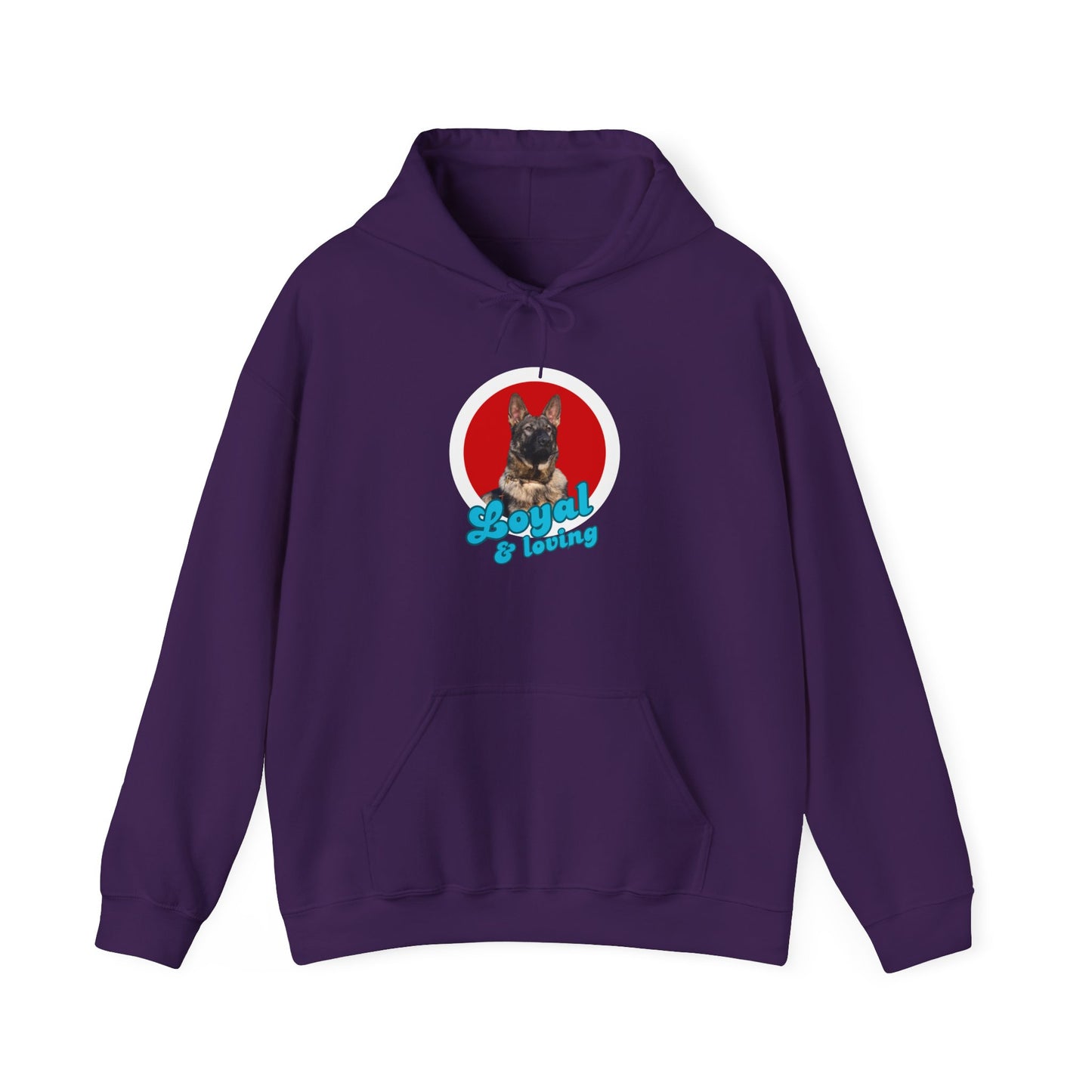 Unisex Dog Lover Hoodie With Close Up of Working Line German Shepherd and Caption Loyal & Loving