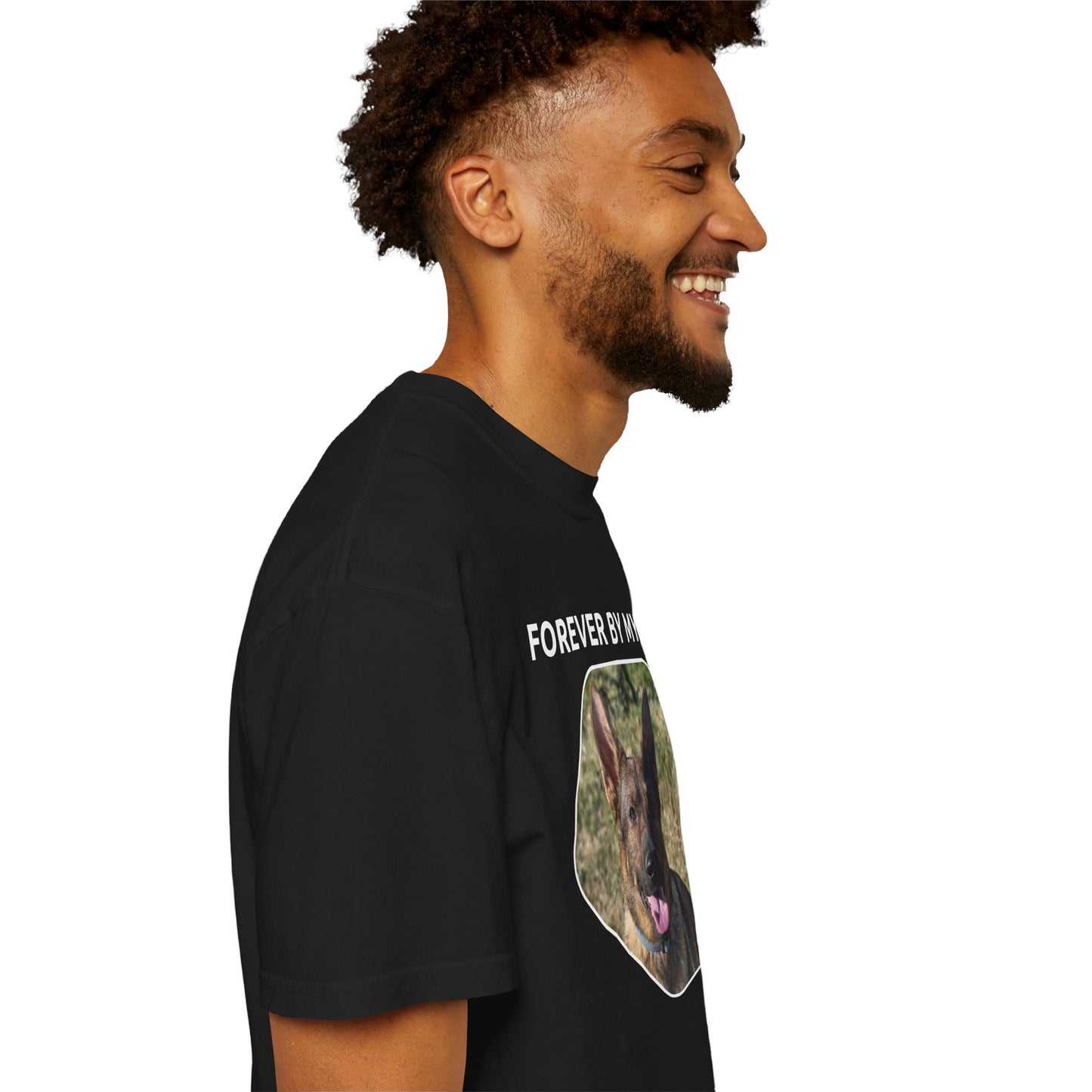 Unisex Dog Lover T-Shirt With Sable German Shepherd and Caption Forever By My Side