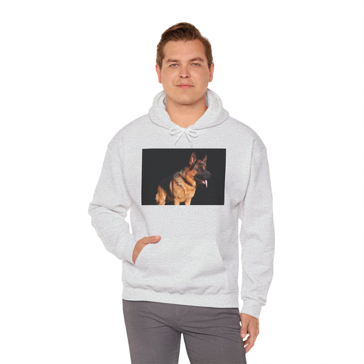 Unisex Dog Lover Hoodie With a Showline German Shepherd Leaving Tongue Out Standing for a Pose