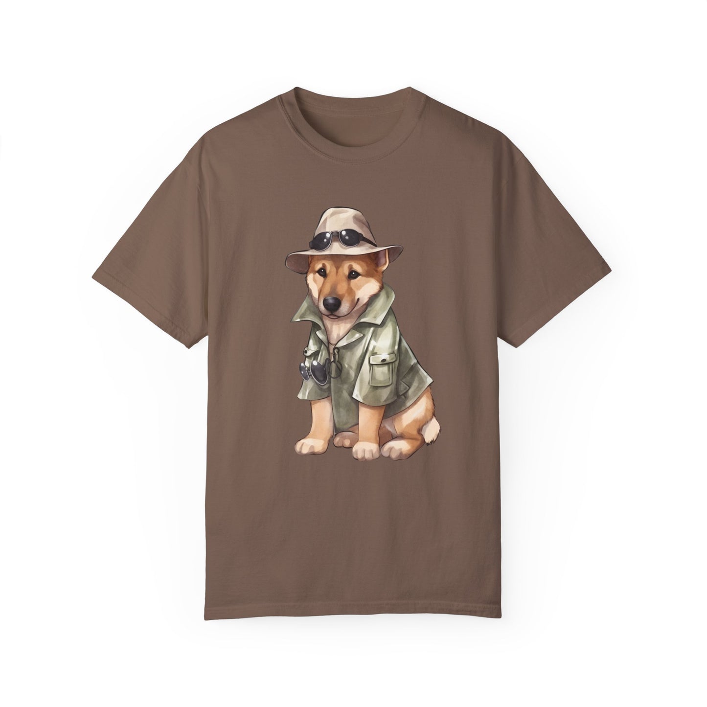 Unisex Dog Lover T-Shirt With a Graphic of German Shepherd Wearing Detector's Hat and Costume