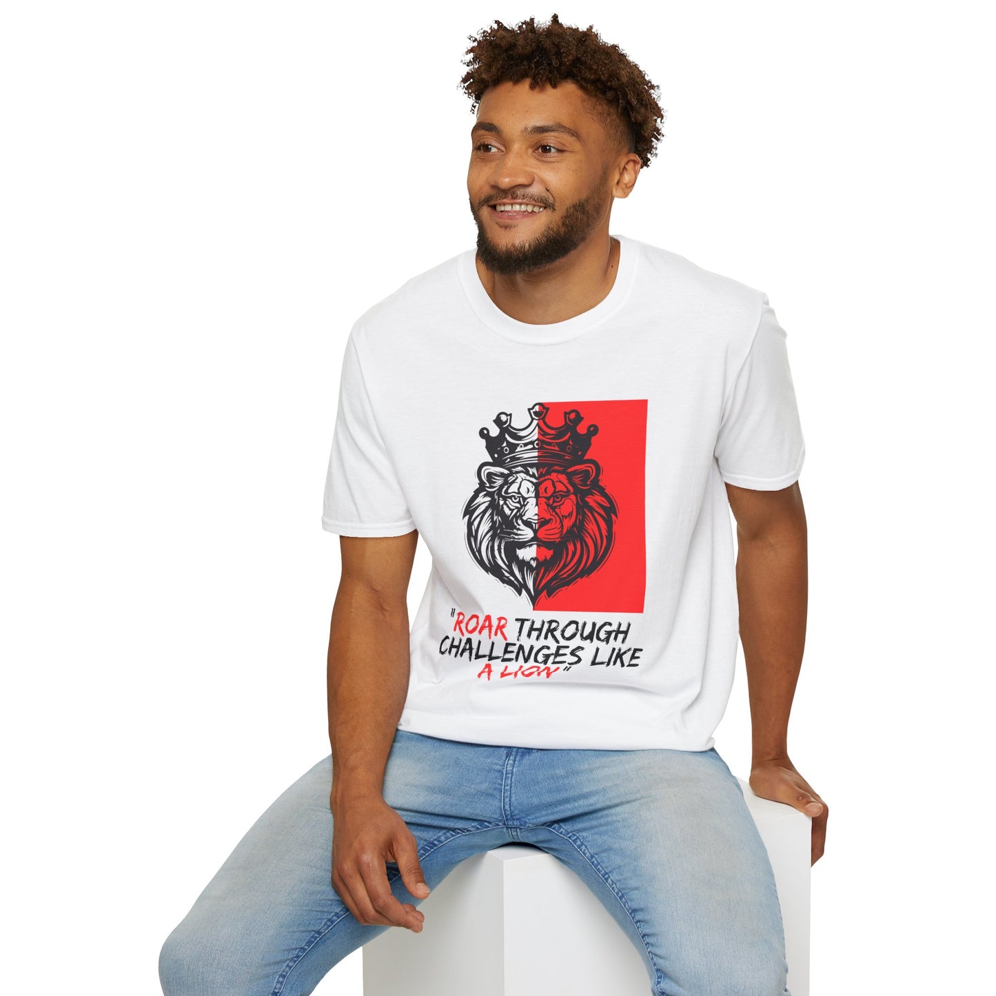 Lion Roar Inspirational T-Shirt, Motivational Quote Tee - "Roar Through Challenges Like a Lion", Unisex Graphic Shirt, Gift for Lion Lovers