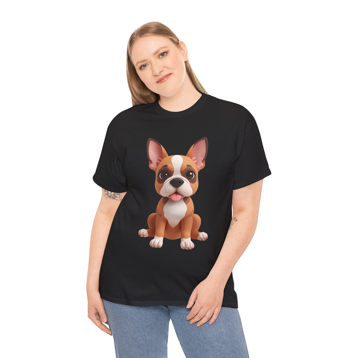 Cute 3D French Bulldog T-Shirt Unisex Heavy Cotton Tee, Dog Lover Gift