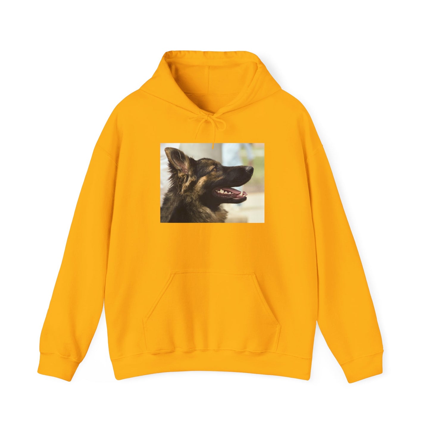A Unisex Hoodie With Close Up of Working German Shepherd Mouth Opened