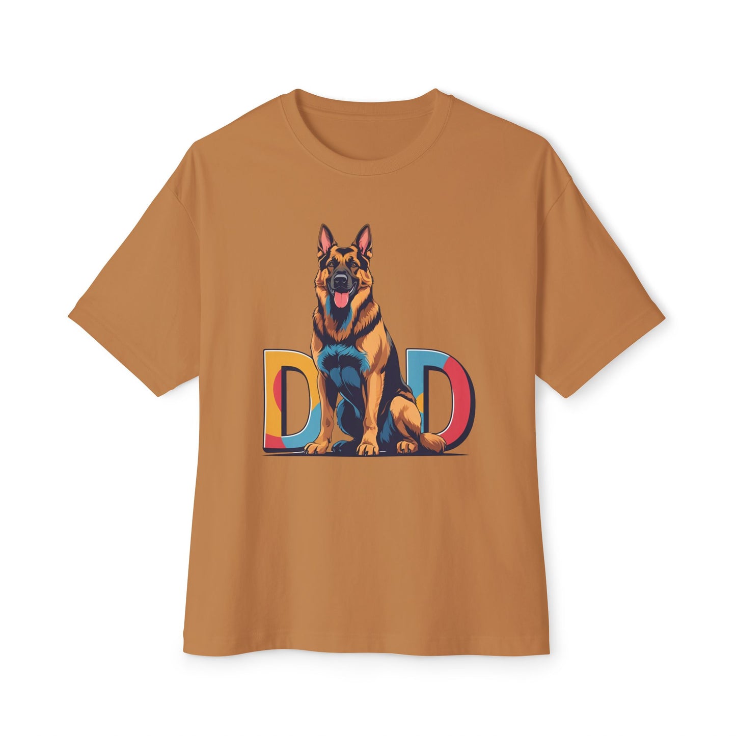 German Shepherd Dad Unisex Oversized Boxy Tee, Dog Lover Gift, Pet Portrait Shirt, Casual Streetwear, Animal Lover Apparel