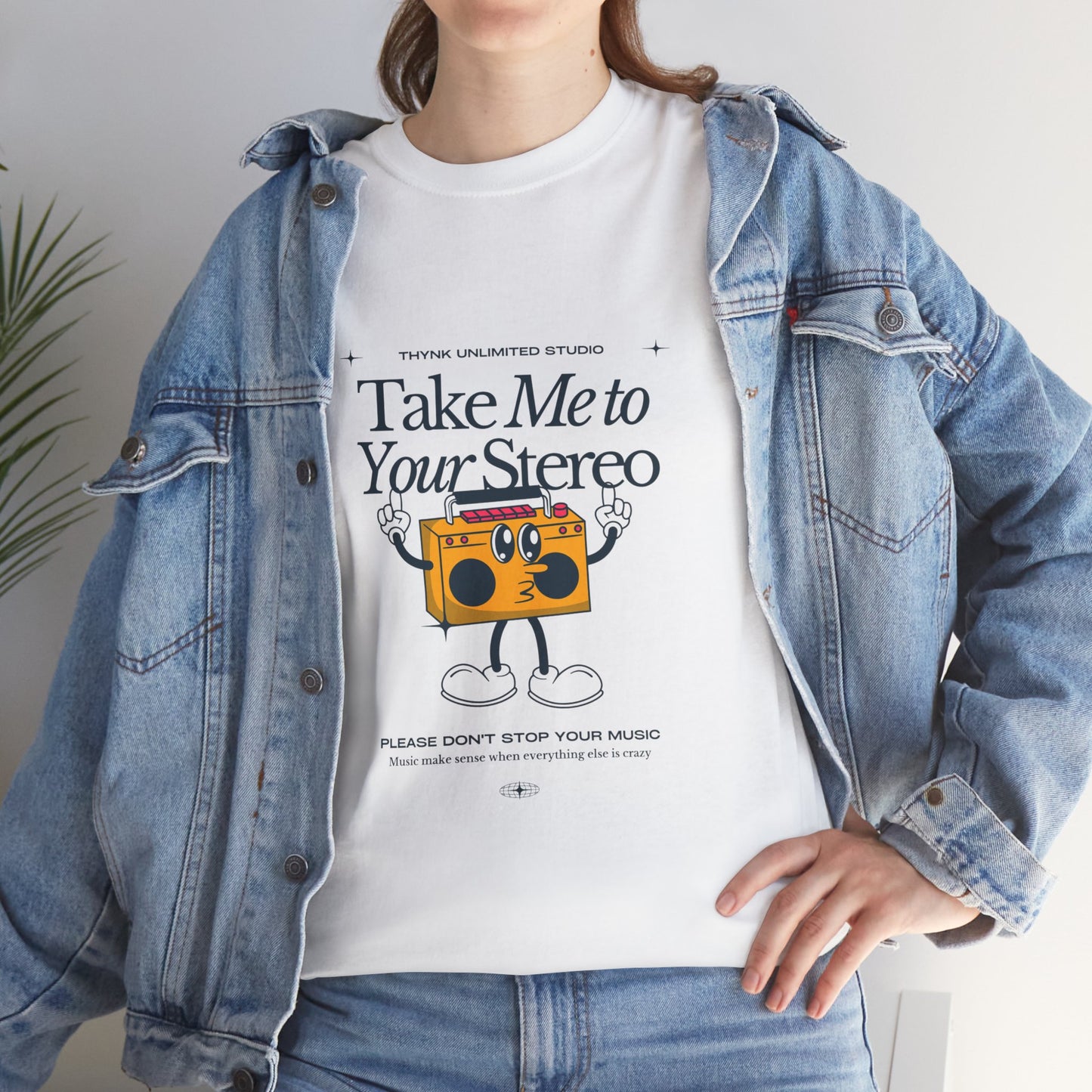 Retro Music Lover Tee - Take Me To Your Stereo, Vintage Style Shirt, Graphic T-Shirt, Unisex Cotton Top, Perfect Gift for Musicians, Summer Outfit