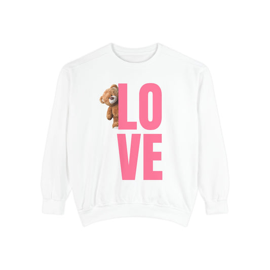 Unisex Valentine's Day Sweatshirt With Cute Brown Behind the Letter L
