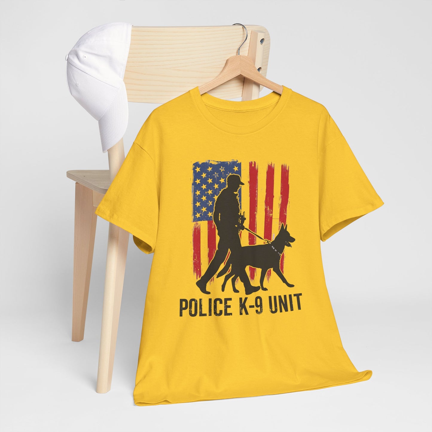 Patriotic Police K-9 Unit Heavy Cotton Tee, Unisex Cotton Shirt for Dog Lovers, Law Enforcement Apparel, Gifts for Police Officers