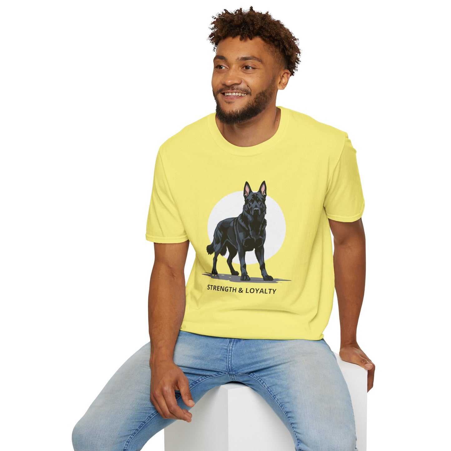 Strength & Loyalty German Shepherd Dog T-Shirt, Unisex Pet Lover Tee, Gifts for Dog Owners, Animal Lovers Apparel, Casual Everyday Wear, Black Dog Shirt
