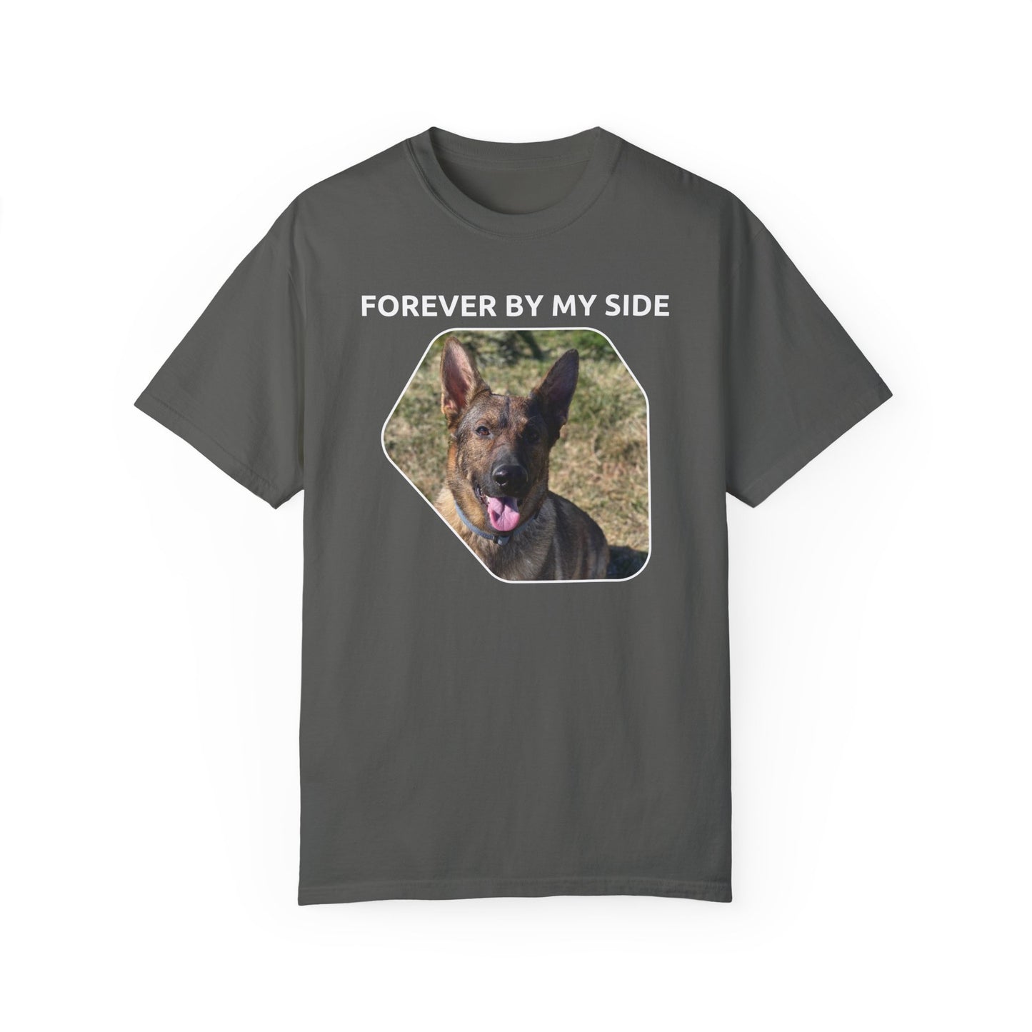 Unisex Dog Lover T-Shirt With Sable German Shepherd and Caption Forever By My Side