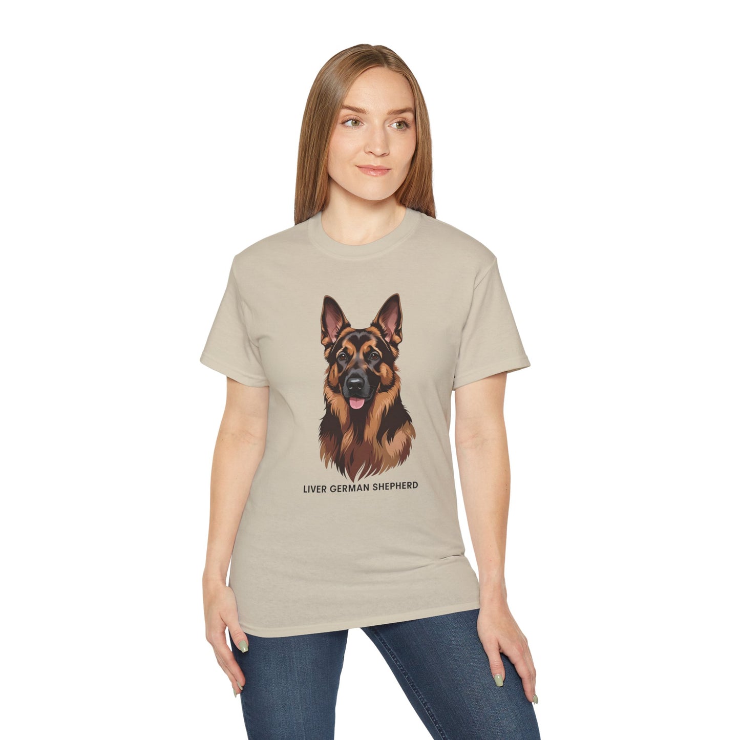 Liver German Shepherd Tee, Dog Lover Shirt, Pet Owner Gift, Animal Print T-Shirt, Unisex Graphic Tee, Birthday Present for Dog Lovers