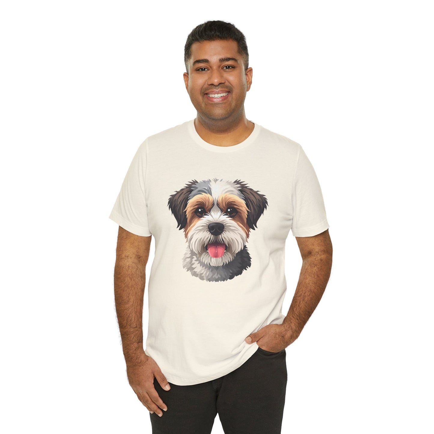 Unisex Dog Lover T-Shirt Featuring a 3D Design of Cute Fluffy Bichon Frise Mix | Gift for Dog Owners