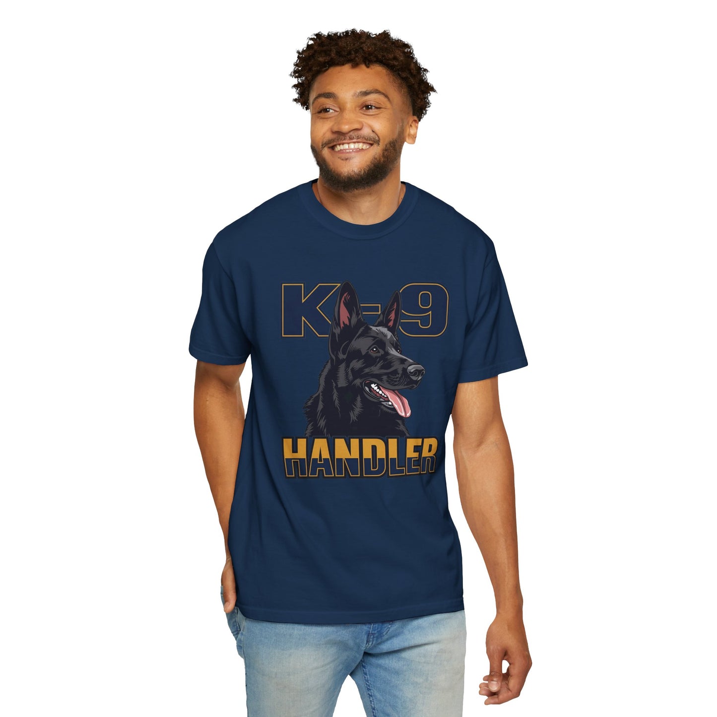 Black German Shepherd K-9 Handler T-Shirt, Garment-Dyed Unisex Tee for Dog Lovers