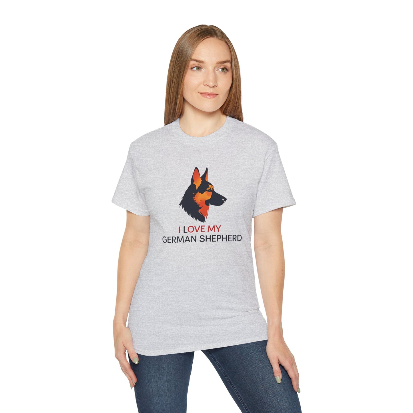 German Shepherd Lovers Unisex Ultra Cotton Tee - "I Love My German Shepherd", Dog Owner Gift, Canine Apparel, Pet Lover T-Shirt
