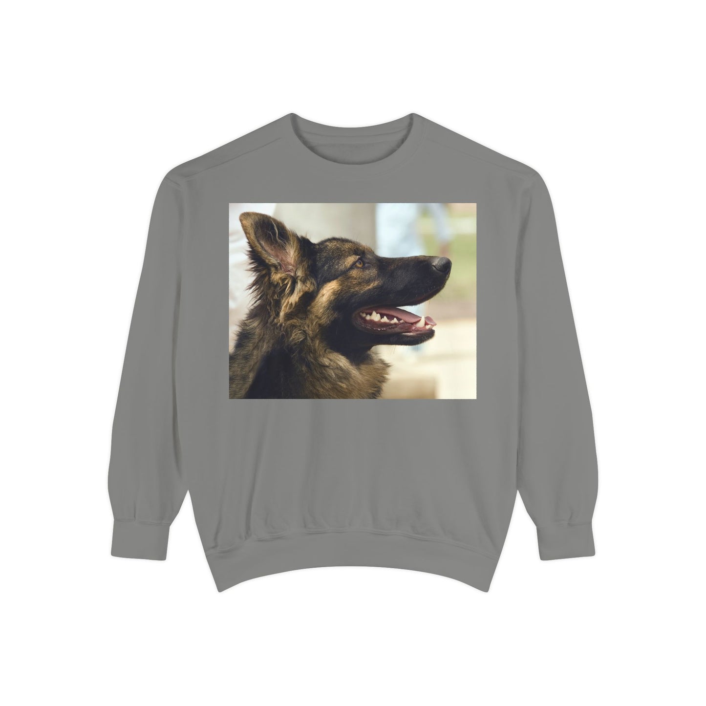 Unisex Dog Lover Sweatshirt With Close Up of Working German Shepherd Mouth Opened
