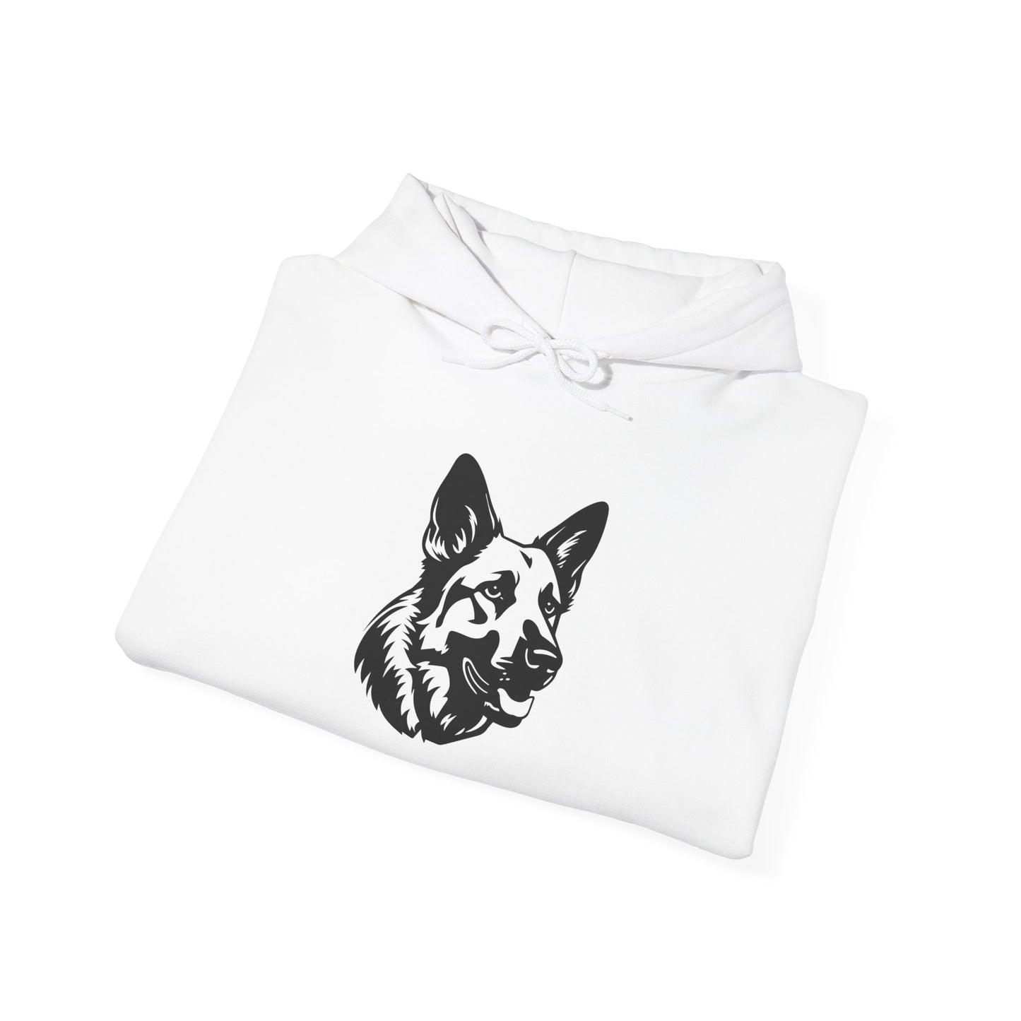 Unisex Dog Lover Hoodie With a Close Up Graphic of Black and White German Shepherd Mouth Opened
