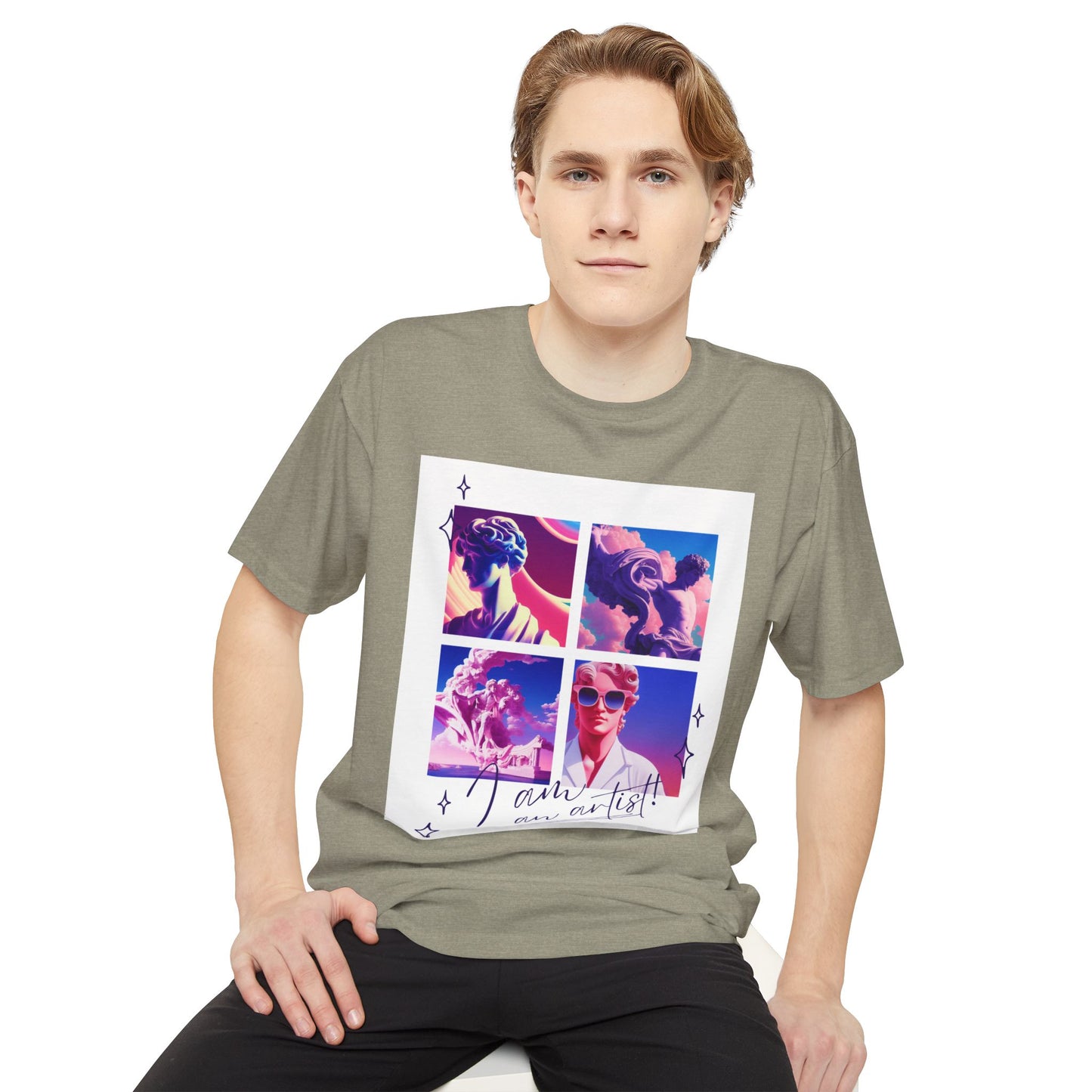 Urban Graphic Tee with Artistic Collage Design, Streetwear Fashion, Unisex Apparel, Casual Wear, Gift for Art Lovers