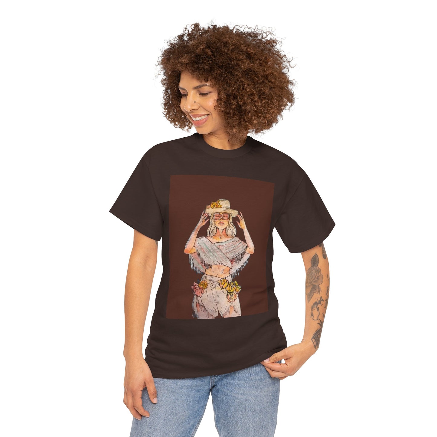 Bohemian Vibes Unisex Heavy Cotton Vintage Tee, Casual Wear, Summer Style Shirt, Gift for Her, Festival Outfit, Art-Inspired Apparel