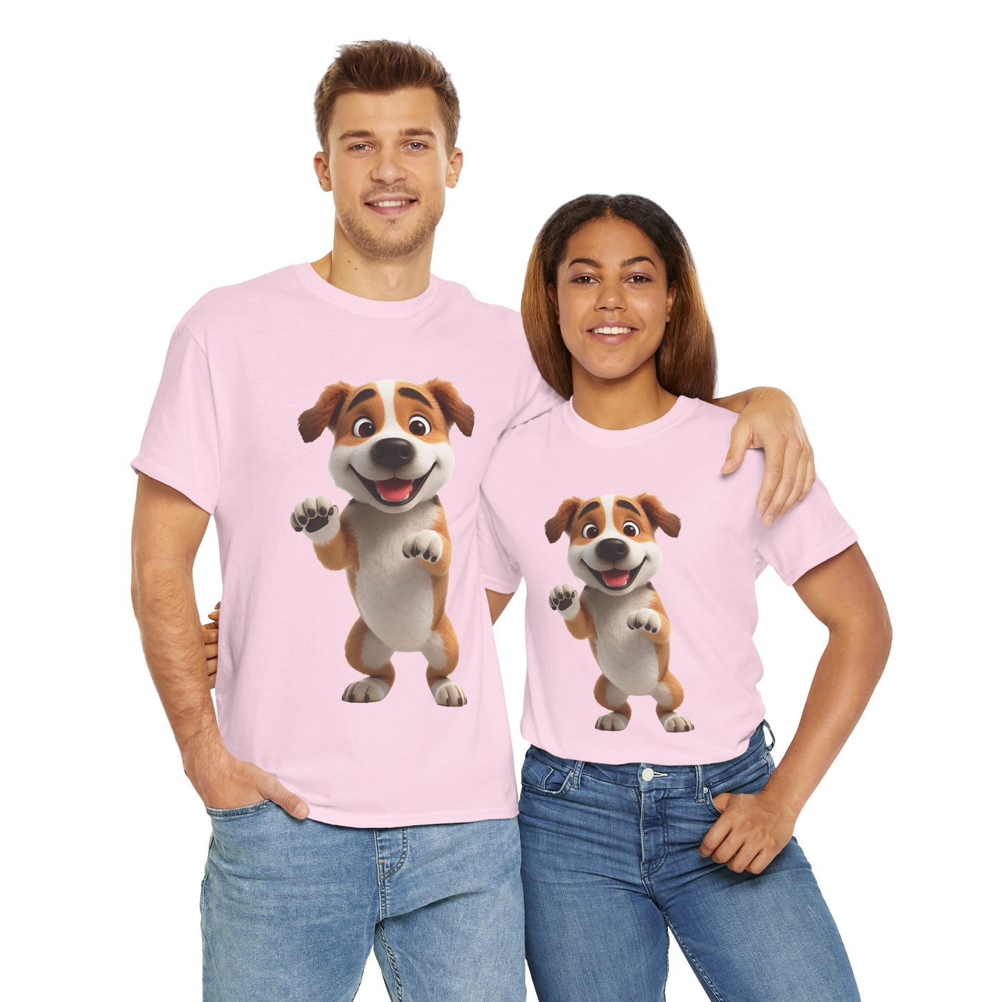 Cute Dog 3D Graphic Tee, Unisex Heavy Cotton T-Shirt, Dog Lover Gift, Fun Casual Wear