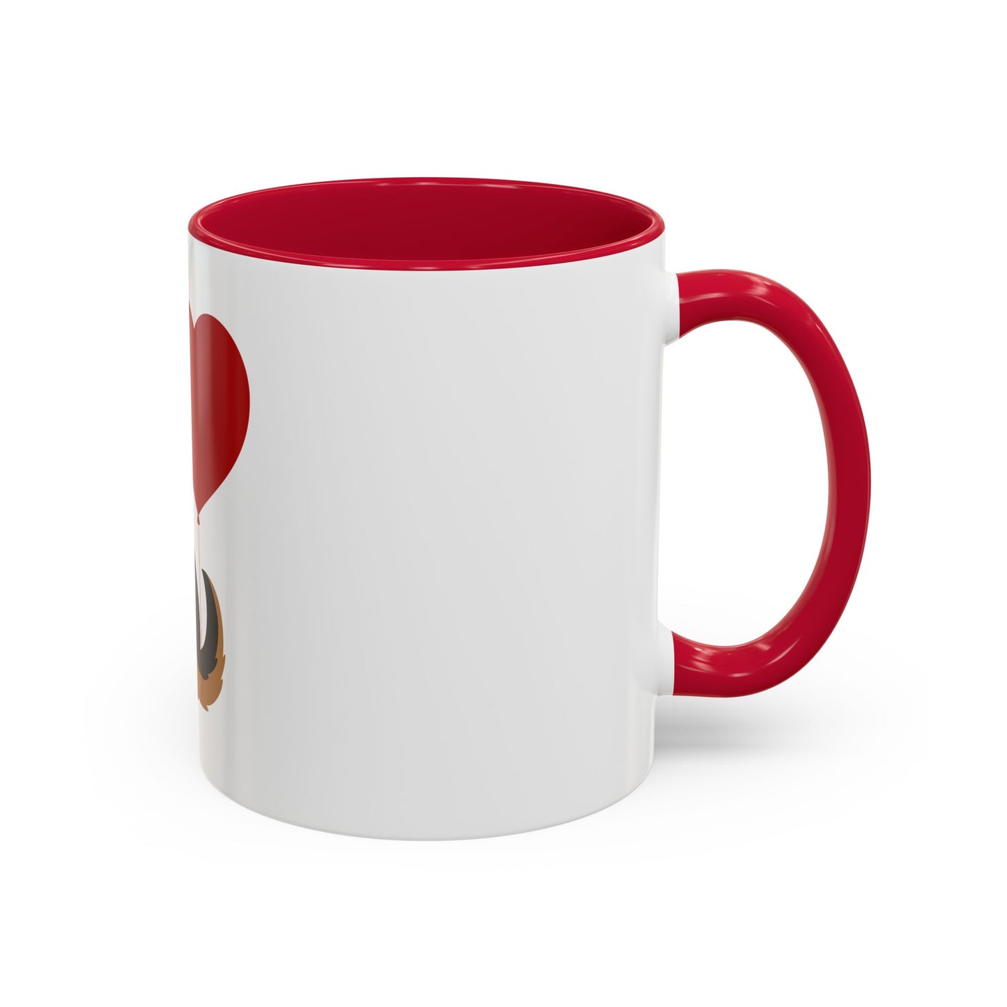 Glossy Ceramic Dog Lover Mug With a Graphic of German Shepherd Puppy and Heart Shaped Balloon Attached With Tail