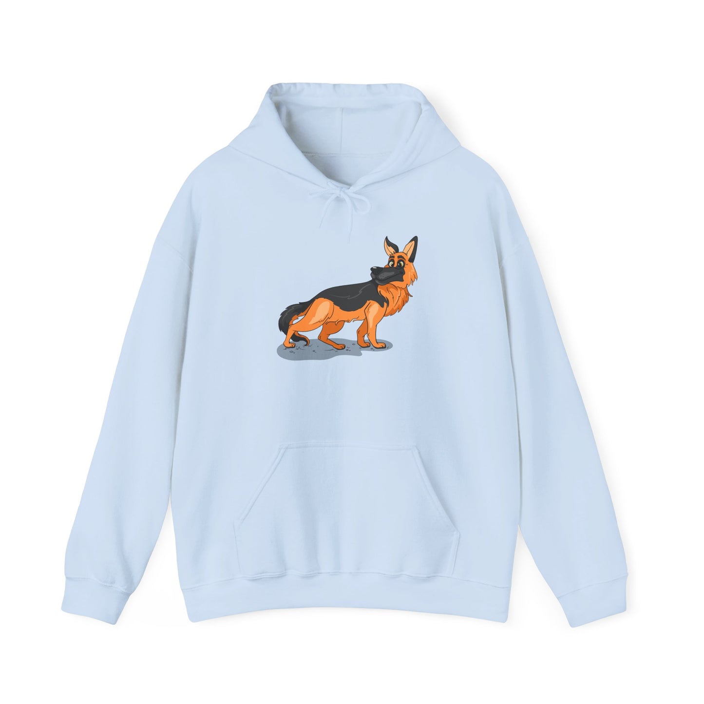 Unisex Dog Lover Hoodie With a Cartoon of Astonished German Shepherd Turning His Head