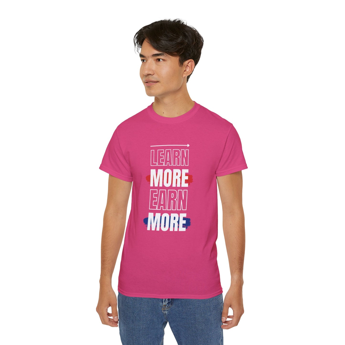 Learn More Earn More Unisex Cotton Tee | Motivational T-Shirt for Growth | Perfect Gift for Students, Entrepreneurs, Graduates, Casual Wear