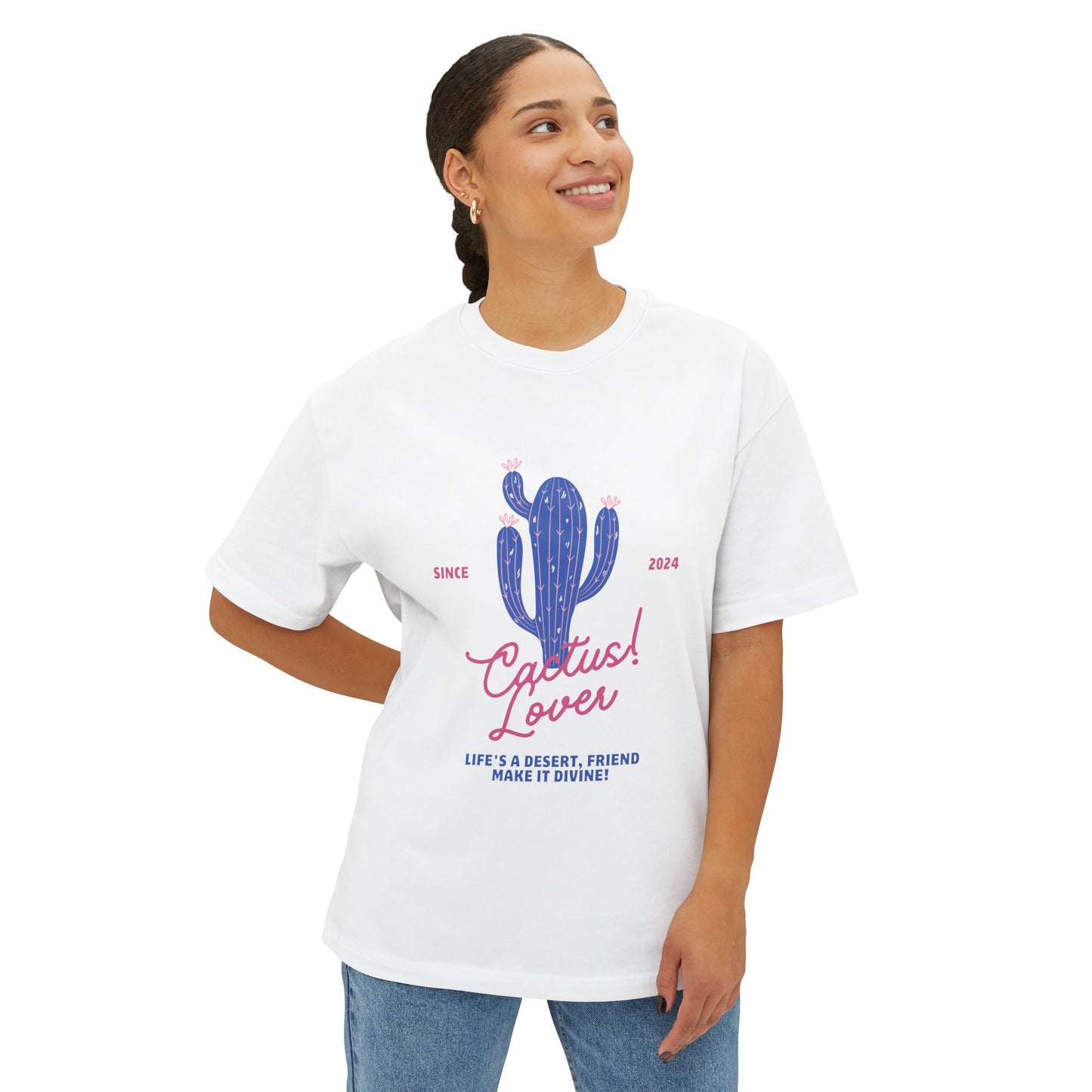 Cactus Lover Boxy Tee - Ideal for Plant Enthusiasts, Casual Wear, Gift for Friends, Summer Fashion, Nature Lovers