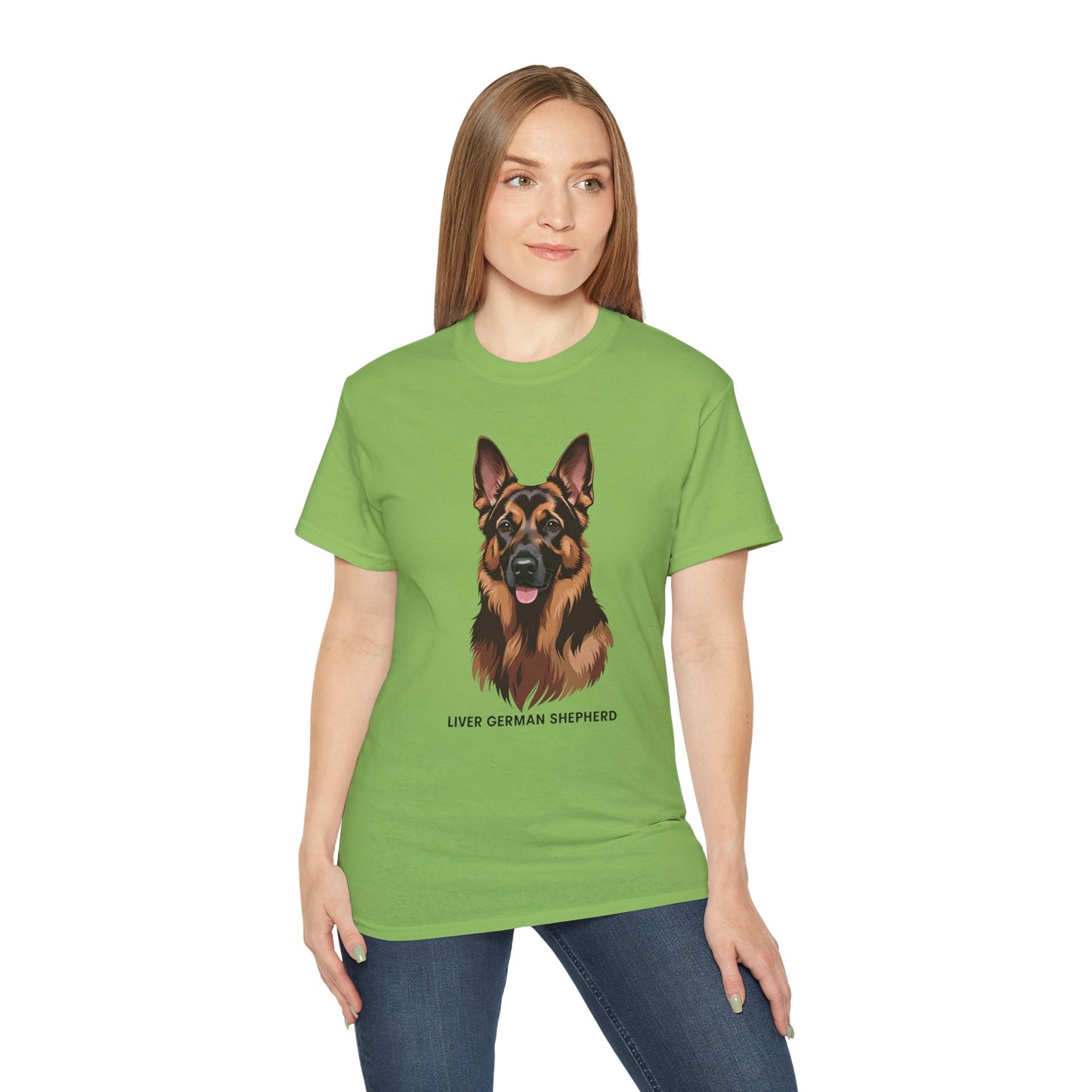 Liver German Shepherd Tee, Dog Lover Shirt, Pet Owner Gift, Animal Print T-Shirt, Unisex Graphic Tee, Birthday Present for Dog Lovers