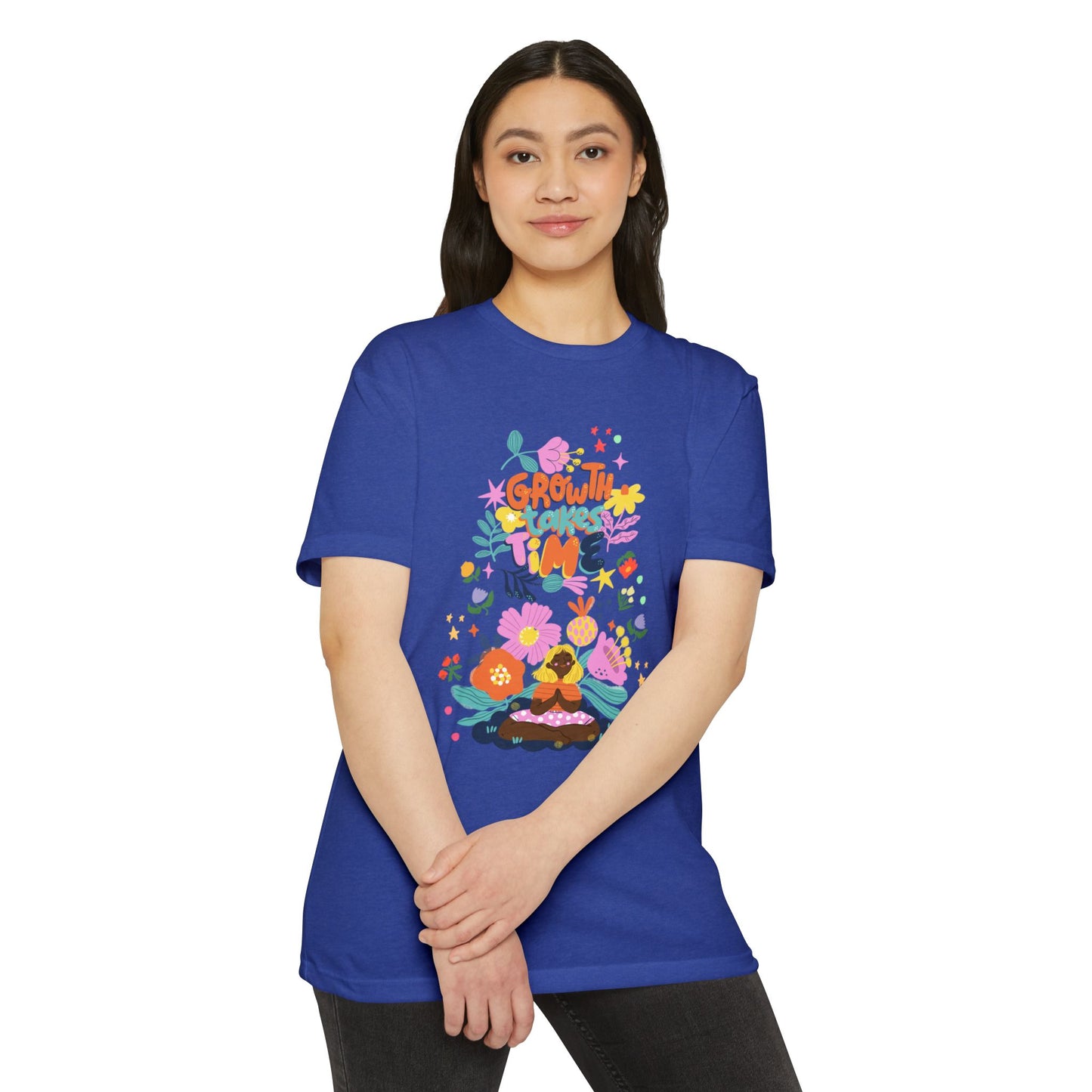 Growth Takes Time Floral Unisex T-Shirt, Spring Tee, Inspirational T-Shirt, Casual Wear, Unique Gift Idea