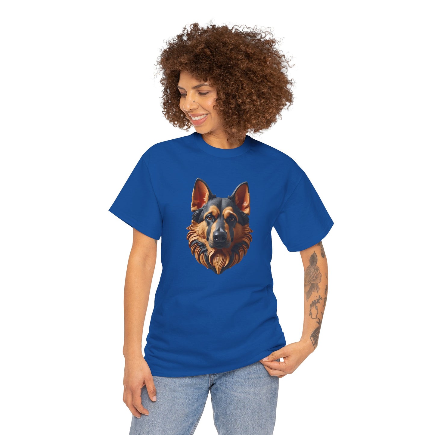 German Shepherd Lover Tee With 3D Design, Unisex Cotton Shirt, Dog T-Shirt, Pet Lovers Gift, Animal Enthusiast Apparel